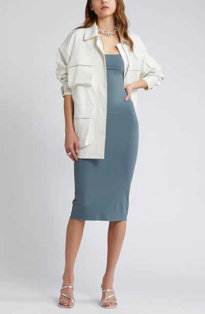 Open Edit Smooth Edit Strappy Midi Slipdress In Blue Weather