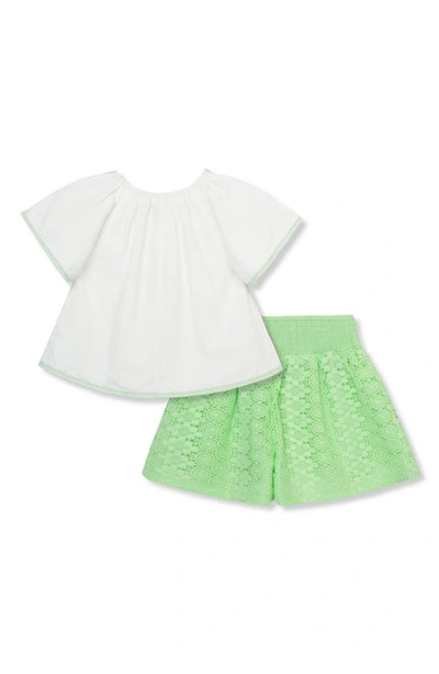 Shop Peek Aren't You Curious Kids' Embroidered Gauze Lace Top & Shorts Set In Off-white