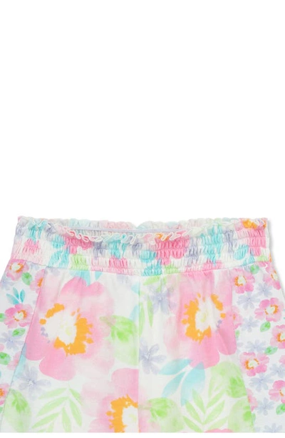 Shop Peek Aren't You Curious Kids' Watercolor Floral Graphic Top & Print Shorts Set In Off-white