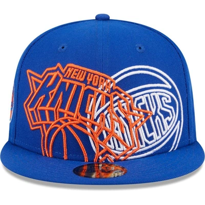 Shop New Era Blue New York Knicks Game Day Hollow Logo Mashup 59fifty Fitted Hat