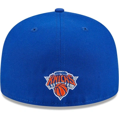 Shop New Era Blue New York Knicks Game Day Hollow Logo Mashup 59fifty Fitted Hat