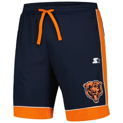 Shop Starter Navy/orange Chicago Bears Fan Favorite Fashion Shorts