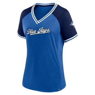 Shop Fanatics Branded Royal Toronto Blue Jays Glitz & Glam League Diva Raglan V-neck T-shirt