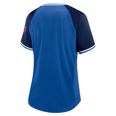 Shop Fanatics Branded Royal Toronto Blue Jays Glitz & Glam League Diva Raglan V-neck T-shirt