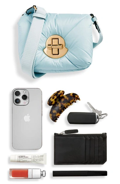 Moncler Mini Puf Quilted Nylon Crossbody Bag In Blue