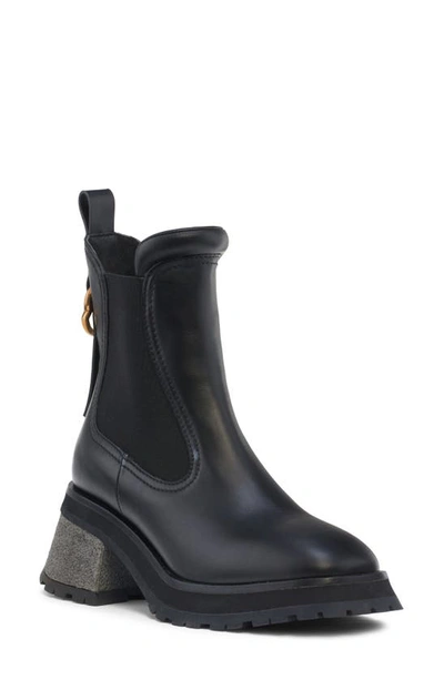 Shop Moncler Gigi Lug Sole Chelsea Boot In Black