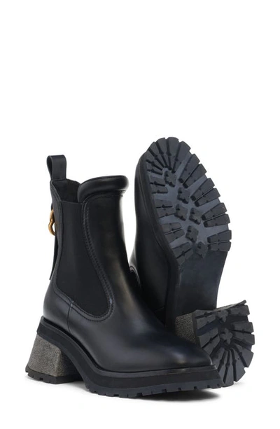 Shop Moncler Gigi Lug Sole Chelsea Boot In Black