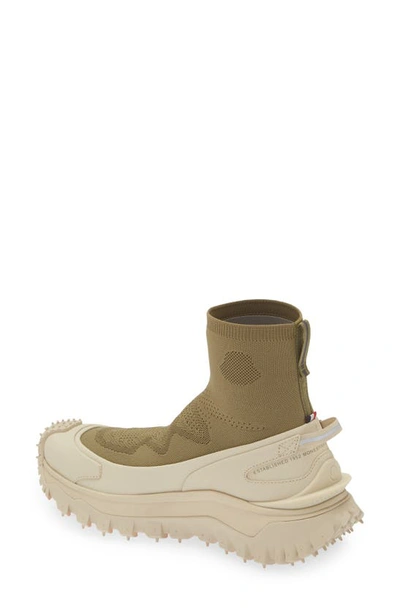 Shop Moncler Trailgrip Sock Sneaker In Olive Amber