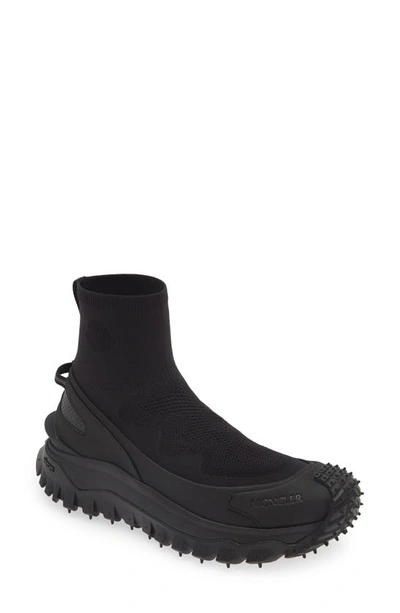 Shop Moncler Trailgrip Sock Sneaker In Black
