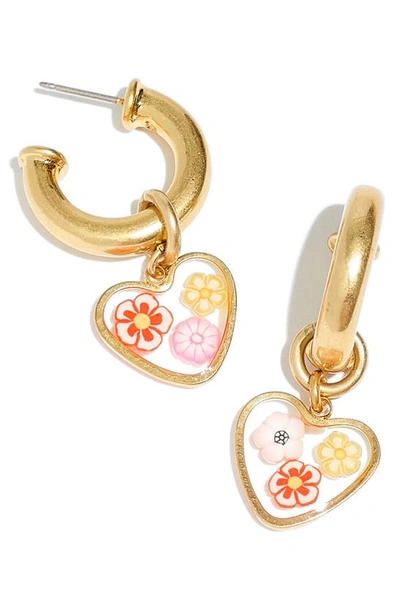 Shop Madewell Heart Bead Huggie Hoop Earrings In Vintage Gold