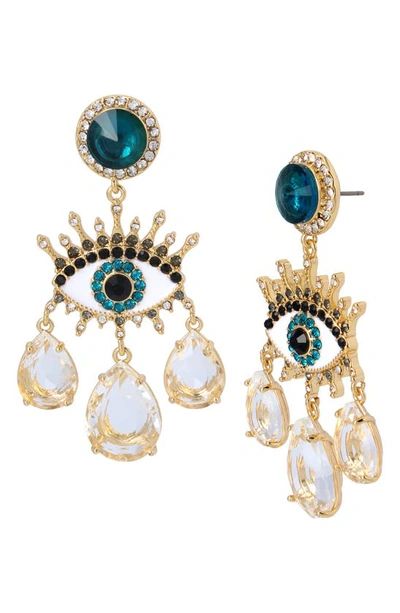 Shop Kurt Geiger Evil Eye Chandelier Earrings In Crystal