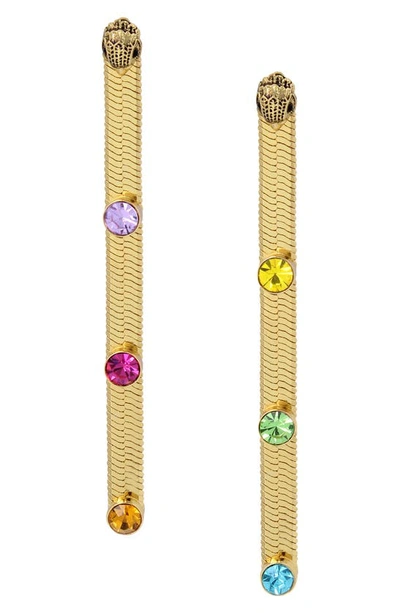 Shop Kurt Geiger Rainbow Crystal Snake Chain Linear Earrings In Multi