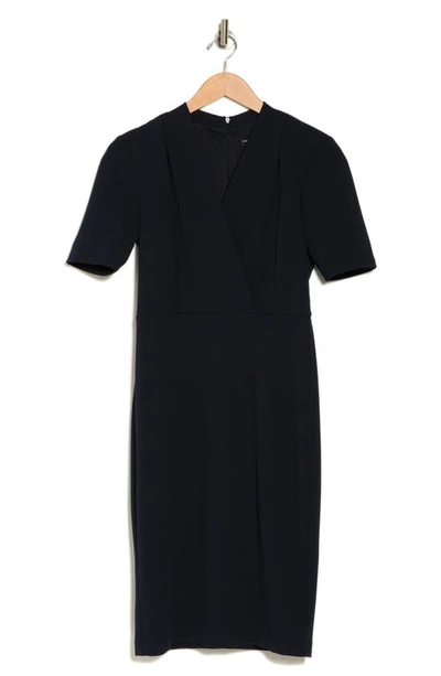 Shop Maggy London Pleated Sheath Dress In Twilight Navy