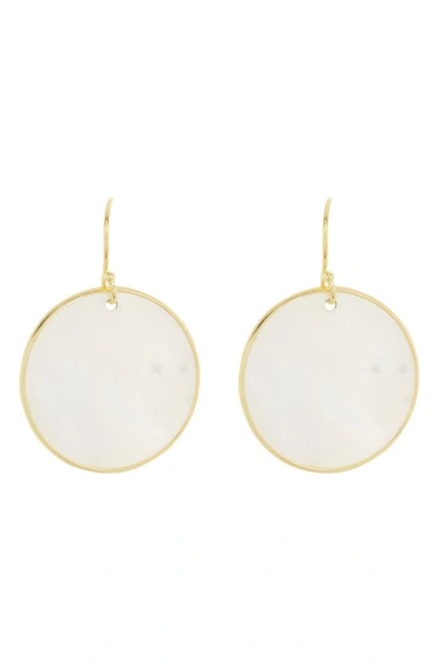 Shop Argento Vivo Sterling Silver Mother Of Pearl Shell Drop Earrings In Gold