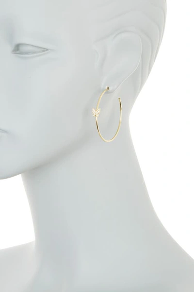 Shop Argento Vivo Sterling Silver Butterfly Cz Hoop Earrings In Gold