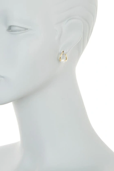 Shop Argento Vivo Sterling Silver Imitation Pearl Wrap Hoop Earrings In Gold