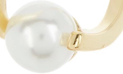Shop Argento Vivo Sterling Silver Imitation Pearl Wrap Hoop Earrings In Gold