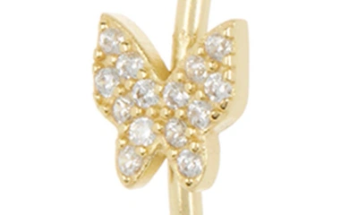 Shop Argento Vivo Sterling Silver Butterfly Cz Hoop Earrings In Gold