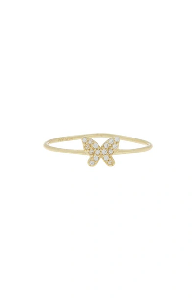 Shop Argento Vivo Sterling Silver Crystal Pavé Butterfly Ring In Gold