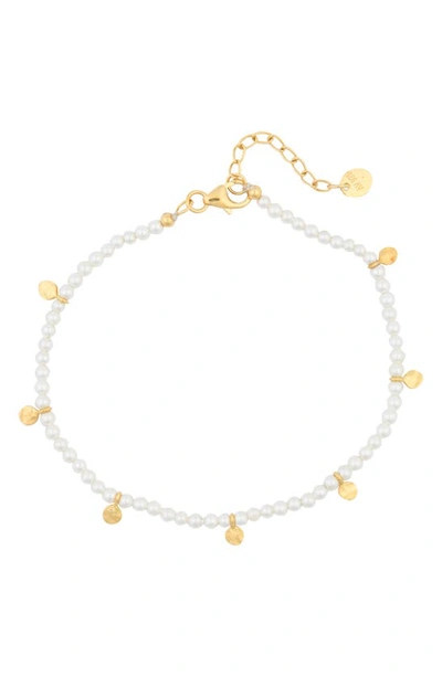 Shop Argento Vivo Sterling Silver Imitation Pearl Dangle Bracelet In Gold