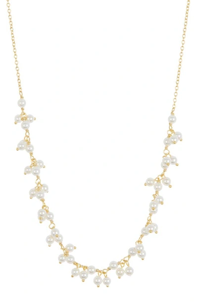 Shop Argento Vivo Sterling Silver Imitation Pearl Frontal Necklace In Gold