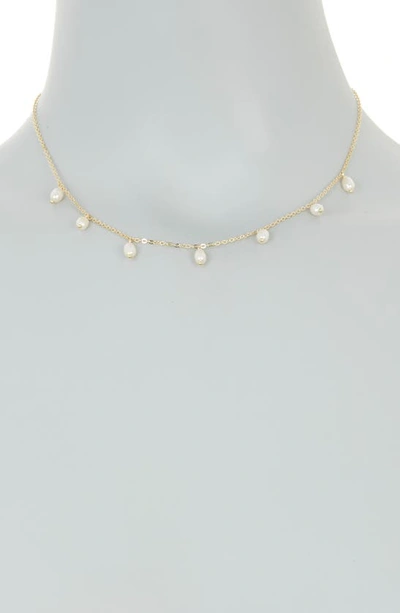 Shop Argento Vivo Sterling Silver Imitation Pearl Shaky Charm Necklace In Gold
