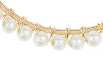 Shop Argento Vivo Sterling Silver Imitation Pearl Bead Hoop Earrings In Gold