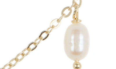 Shop Argento Vivo Sterling Silver Imitation Pearl Shaky Charm Necklace In Gold