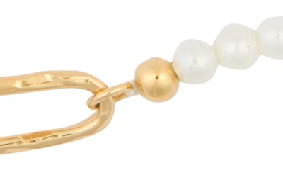 Shop Argento Vivo Sterling Silver Imitation Pearl & Chain Link Bracelet In Gold