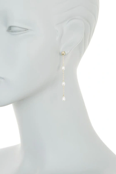 Shop Argento Vivo Sterling Silver Imitation Pearl Station Chain Drop Earrings In Gold