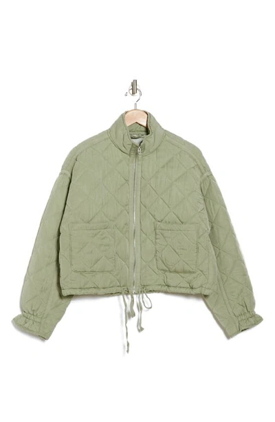 Shop Blanknyc Cropped Quilted Jacket In Matcha Latte