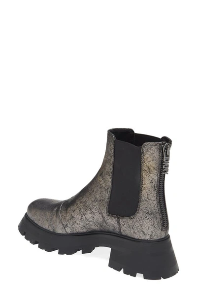 Dkny Sasha Slip On Boot Womens Leather Block Heel Chelsea Boots In Dark Gunmetal Cracked Leather