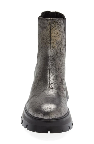 Dkny Sasha Slip On Boot Womens Leather Block Heel Chelsea Boots In Dark Gunmetal Cracked Leather
