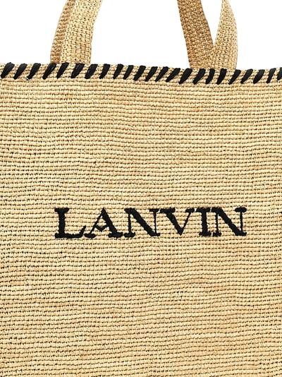 Shop Lanvin Logo Shopping Bag Hand Bags White/black