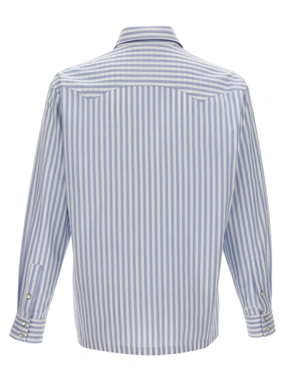 Shop Palm Angels Monogram Striped Shirt, Blouse Light Blue