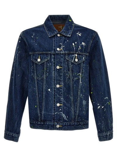 Shop Yohji Yamamoto Patent Stain Jacket Casual Jackets, Parka Blue