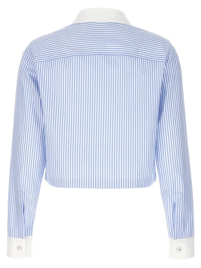 Shop Versace Striped Cropped Shirt Shirt, Blouse Light Blue