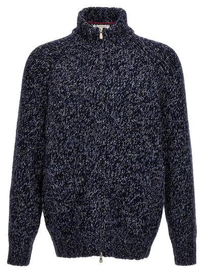 Shop Brunello Cucinelli Wool Cardigan Sweater, Cardigans Blue