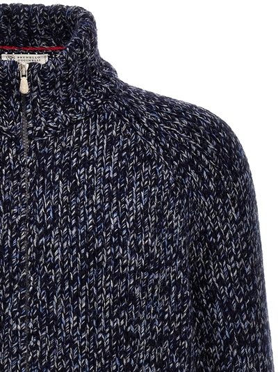 Shop Brunello Cucinelli Wool Cardigan Sweater, Cardigans Blue