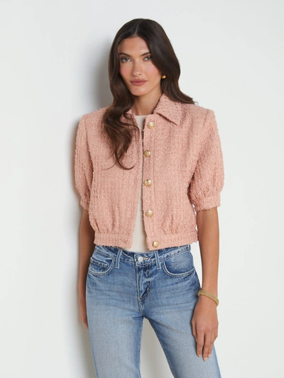 Shop L Agence Cove Cropped Jacket In Dusty Pink