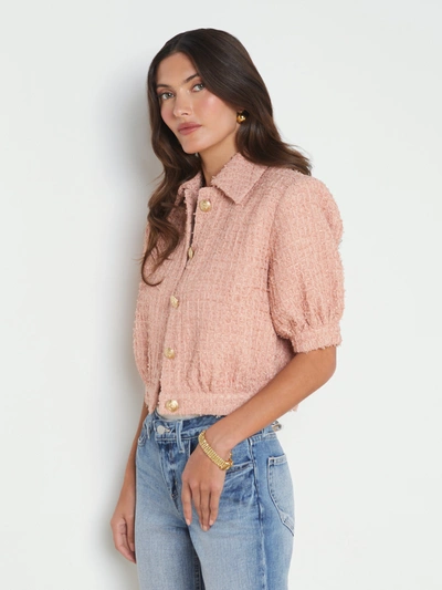 Shop L Agence Cove Cropped Jacket In Dusty Pink