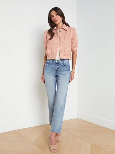 Shop L Agence Cove Cropped Jacket In Dusty Pink