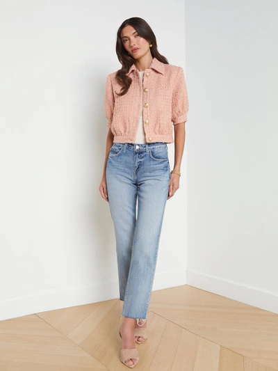 L Agence Cove Cropped Jacket In Dusty Pink