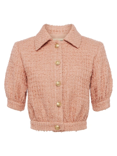 L Agence Cove Cropped Jacket In Dusty Pink