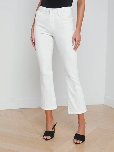 Shop L Agence Mira Cropped Micro Boot Jean In Blanc