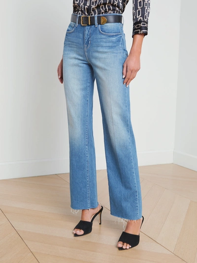 Shop L Agence Tiana Raw-hem Wide-leg Jean In Cowan