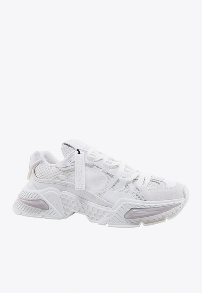 Shop Dolce & Gabbana Airmaster Low-top Sneakers In Leather And Mesh In White
