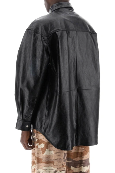 Shop Acne Studios Oversized Leather Overshirt Men In Black