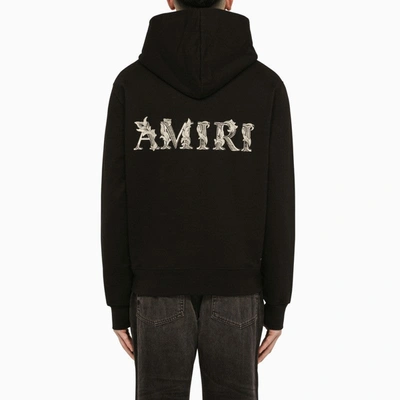 Shop Amiri Black Logoed Hoodie Men
