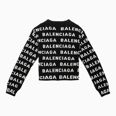 Shop Balenciaga Black/white All-over Logo Sweater Women